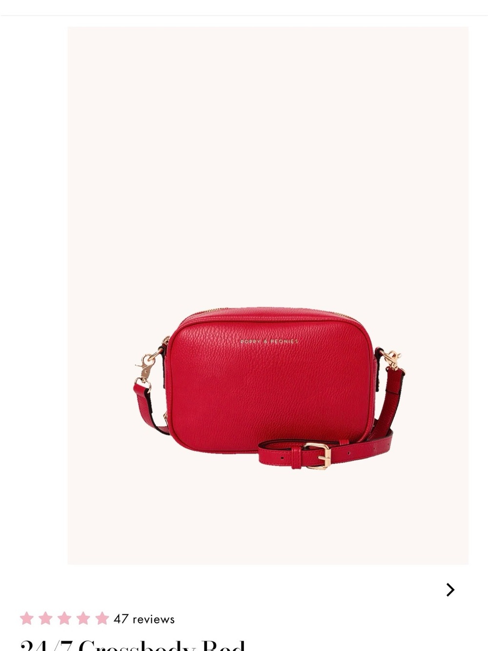 Poppy & Peonies Vibrant Red 24/7 Crossbody Leather Purse - Picture 3 of 4